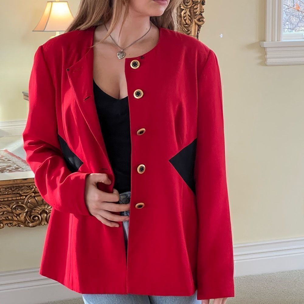 Vintage Red Blazer Vintage Liz Claiborne 90s Era Long Sleeve RARE